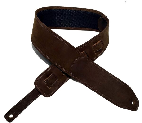 Antigo 3 Inch DARK BROWN Leather Guitar Strap Belt for Acoustic Electric Folk Bass Guitars and Mandolin G-004