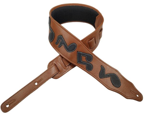 Antigo Leather Guitar Strap Belt for Acoustic Electric Folk Bass Heavy Guitar 3 Inch Wide Super Padded Back Side provides Extra Comfort with Music Notations Adjustable Length ANTIQUE TAN G-023